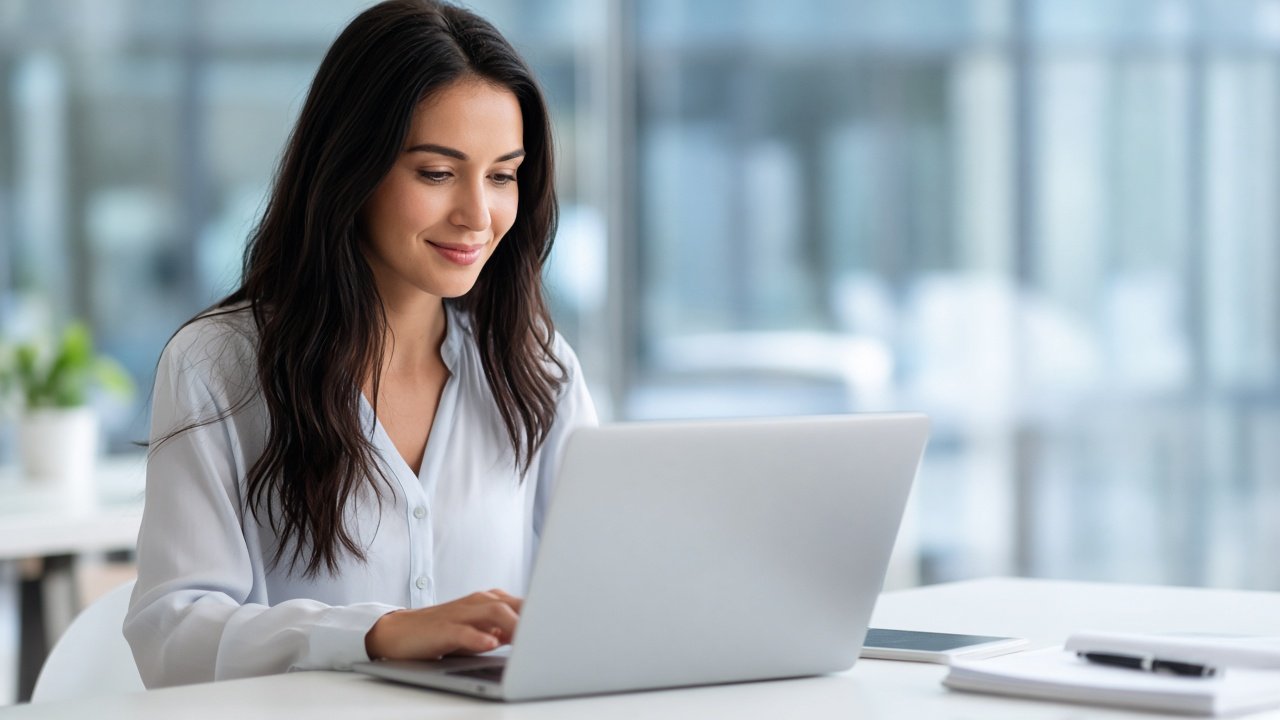 Profissional usando o computador em um escritório claro